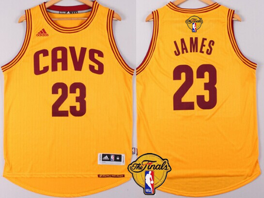 Men's Cleveland Cavaliers #23 LeBron James 2016 The NBA Finals Patch Yellow Jersey