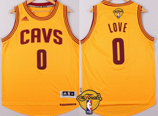 Men's Cleveland Cavaliers #0 Kevin Love 2016 The NBA Finals Patch Yellow Jersey
