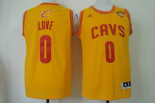 Men's Cleveland Cavaliers #0 Kevin Love 2016 The NBA Finals Patch Yellow Swingman Jersey