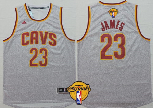 Men's Cleveland Cavaliers #23 LeBron James 2016 The NBA Finals Patch Gray Jersey