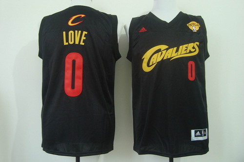 Men's Cleveland Cavaliers #0 Kevin Love 2016 The NBA Finals Patch Black With Red Fashion Jersey