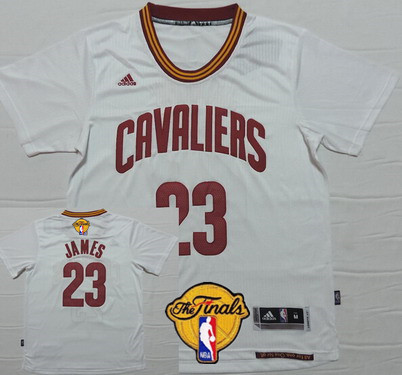 Men's Cleveland Cavaliers #23 LeBron James 2016 The NBA Finals Patch White Short-Sleeved Jersey