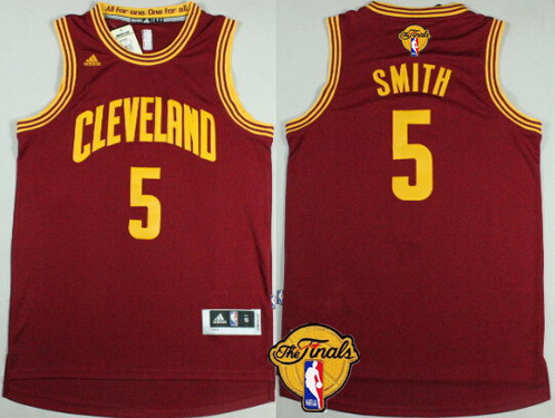 Men's Cleveland Cavaliers #5 J.R. Smith 2016 The NBA Finals Patch Red Jersey