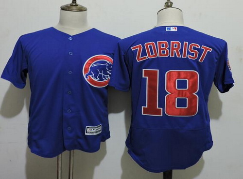 Men's Chicago Cubs #18 Ben Zobrist Blue 2016 Flexbase Majestic Baseball Jersey