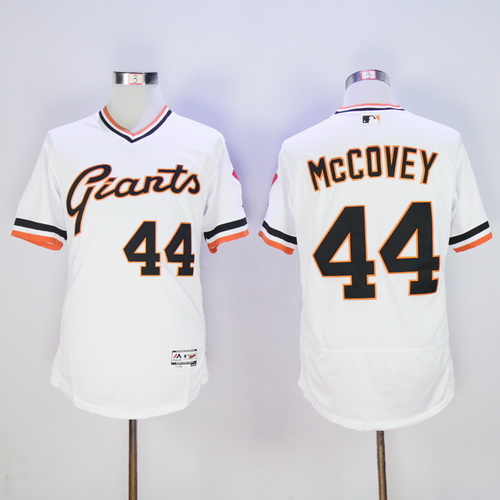 Men's San Francisco Giants #44 Willie McCovey Retired White Pullover 2016 Flexbase Majestic Baseball Jersey