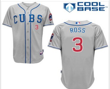 Men's Chicago Cubs #3 David Ross gray Jerseys 