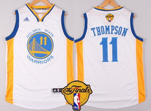 Men's Golden State Warriors #11 Klay Thompson White 2016 The NBA Finals Patch Jersey