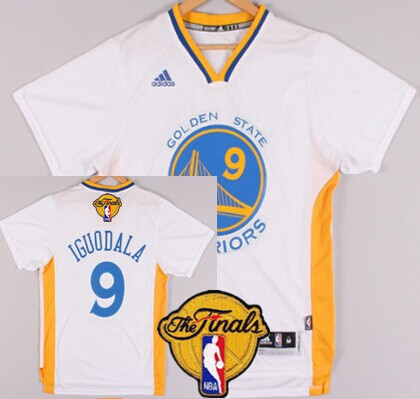 Men's Golden State Warriors #9 Andre Iguodala White Short-Sleeved 2016 The NBA Finals Patch Jersey