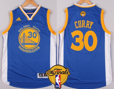 Men's Golden State Warriors #30 Stephen Curry Blue 2016 The NBA Finals Patch Jersey