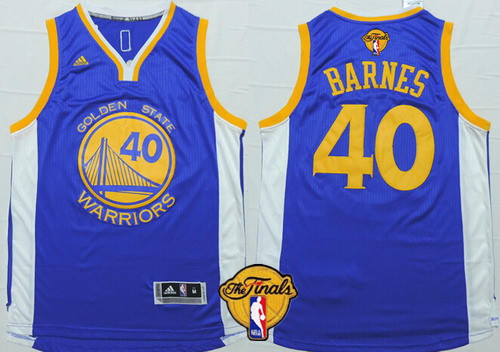 Men's Golden State Warriors #40 Harrison Barnes Blue 2016 The NBA Finals Patch Jersey
