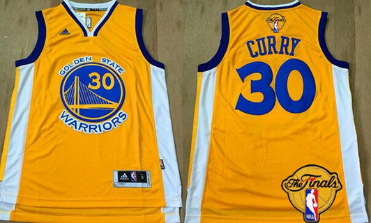 Men's Golden State Warriors #30 Stephen Curry Yellow 2016 The NBA Finals Patch Jersey
