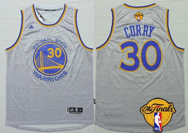 Men's Golden State Warriors #30 Stephen Curry Gray 2016 The NBA Finals Patch Jersey