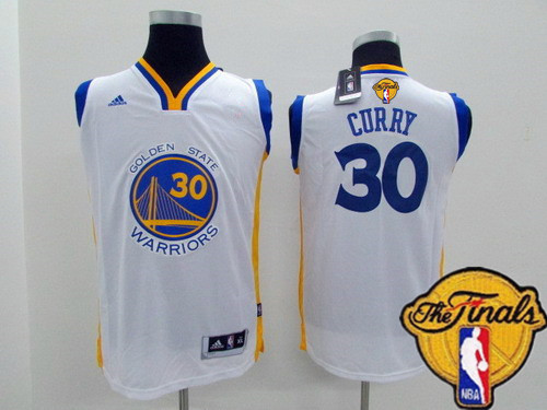 Youth Golden State Warriors #30 Stephen Curry White 2016 The NBA Finals Patch Jersey