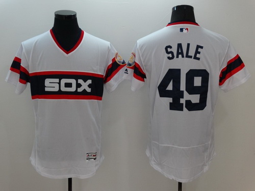Men's Chicago White Sox #49 Chris Sale White Pullover 2016 Flexbase Majestic Baseball Jersey