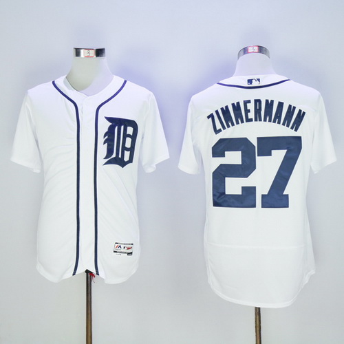 Men's Detroit Tigers #27 Jordan Zimmermann White Home 2016 Flexbase Majestic Baseball Jersey