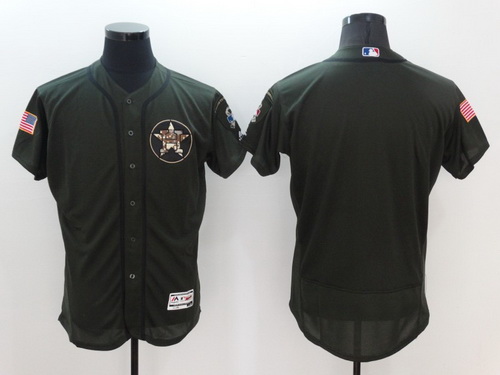 Men's Houston Astros Blank Green Salute to Service 2016 Flexbase Majestic Baseball Jersey