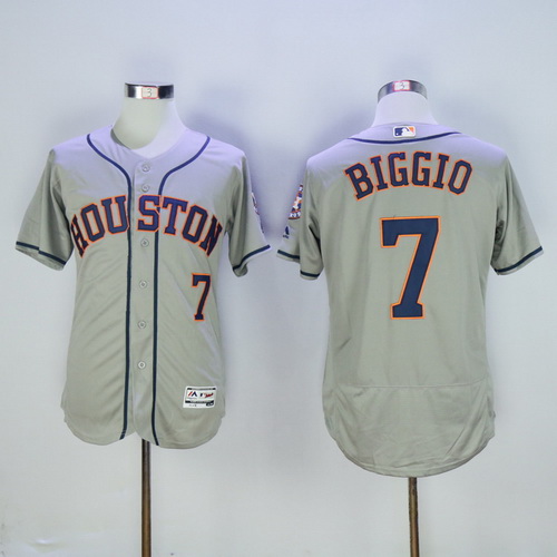Men's Houston Astros #7 Craig Biggio Retired Gray Road 2016 Flexbase Majestic Baseball Jersey