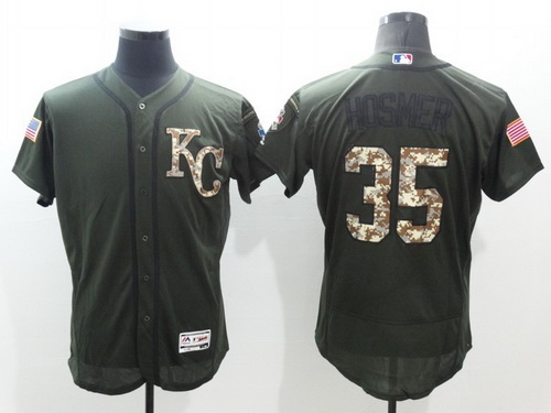 Men's Kansas City Royals #35 Eric Hosmer Green Salute to Service 2016 Flexbase Majestic Baseball Jersey
