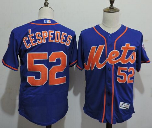 Men's New York Mets #52 Yoenis Céspedes Blue With Orange 2016 Flexbase Majestic Baseball Jersey