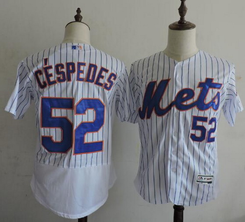 Men's New York Mets #52 Yoenis Céspedes White Home 2016 Flexbase Majestic Baseball Jersey