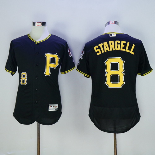 Men's Pittsburgh Pirates #8 Willie Stargell Retired Black 2016 Flexbase Majestic Baseball Jersey