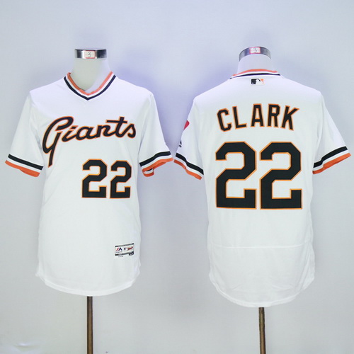 Men's San Francisco Giants #22 Will Clark Retired White Pullover 2016 Flexbase Majestic Baseball Jersey