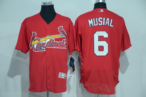 Men's St. Louis Cardinals #6 Stan Musial Retired Red 2016 Flexbase Majestic Baseball Jersey