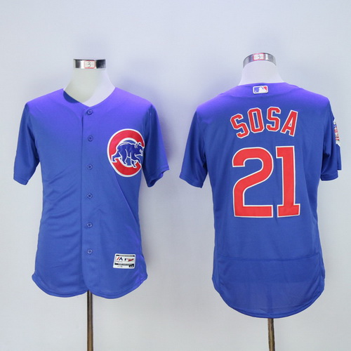 Men's Chicago Cubs #21 Sammy Sosa Retired Blue 2016 Flexbase Majestic Baseball Jersey