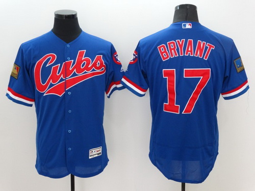 Men's Chicago Cubs #17 Kris Bryant Blue Flexbase Majestic 1994 Collection Jersey