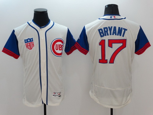 Men's Chicago Cubs #17 Kris Bryant Cream Flexbase Majestic 1942 Collection Jersey