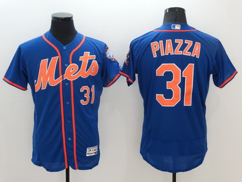 Men's New York Mets #31 Mike Piazza Retired Blue With Orange 2016 Flexbase Majestic Baseball Jersey