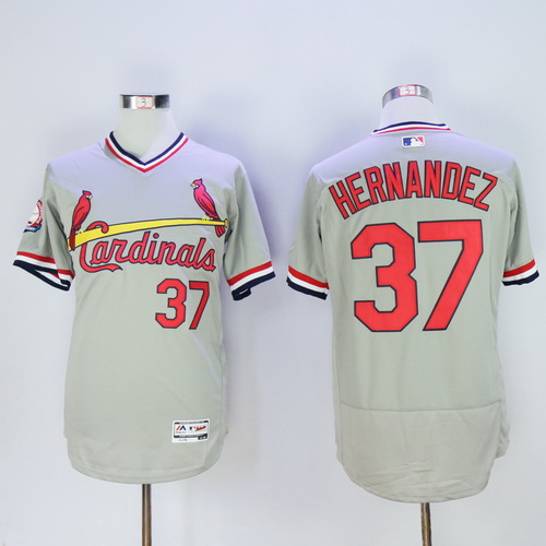 Men's St. Louis Cardinals #37 Keith Hernandez Retired Gray Pullover 2016 Flexbase Majestic Baseball Jersey