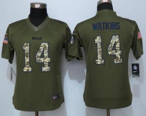 Women's Buffalo Bills #14 Sammy Watkins Green Salute to Service NFL Nike Limited Jersey