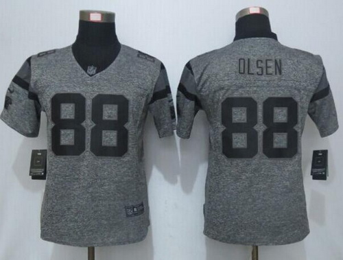 Women's Carolina Panthers #88 Greg Olsen Gray Gridiron Nike NFL Limited Jersey