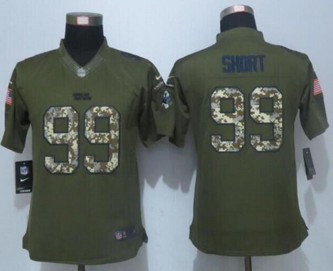 Women's Carolina Panthers #99 Kawann Short Green Salute to Service NFL Nike Limited Jersey