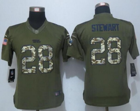 Women's Carolina Panthers #28 Jonathan Stewart Green Salute to Service NFL Nike Limited Jersey
