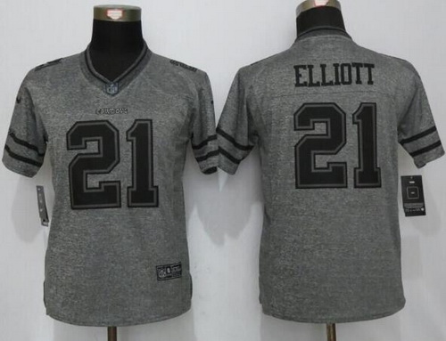 Women's Dallas Cowboys #21 Ezekiel Elliott Gray Gridiron Nike NFL Limited Jersey