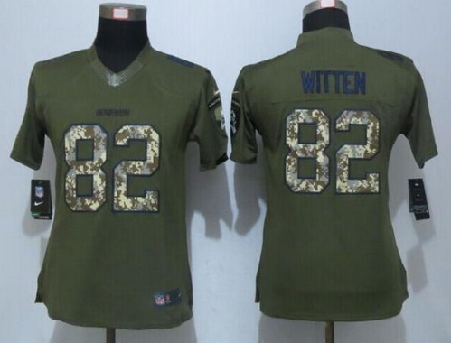 Women's Dallas Cowboys #82 Jason Witten Green Salute to Service NFL Nike Limited Jersey