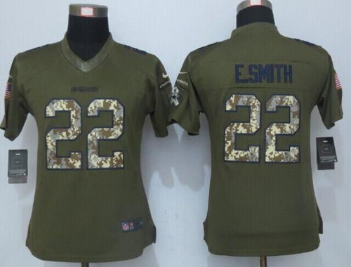 Women's Dallas Cowboys #22 Emmitt Smith Green Salute to Service NFL Nike Limited Jersey