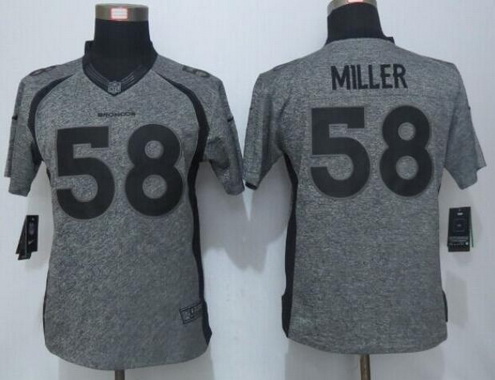 Women's Denver Broncos #58 Von Miller Gray Gridiron Nike NFL Limited Jersey