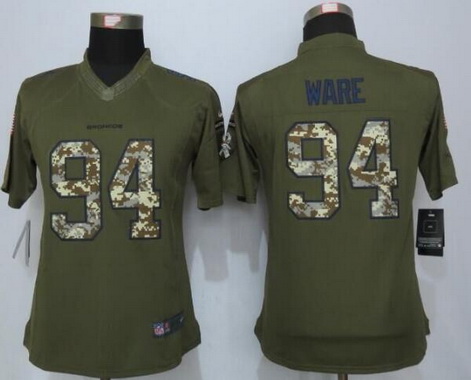 Women's Denver Broncos #94 DeMarcus Ware Green Salute to Service NFL Nike Limited Jersey