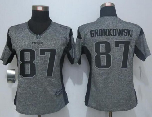 Women's England Patriots #87 Rob Gronkowski Gray Gridiron Nike NFL Limited Jersey