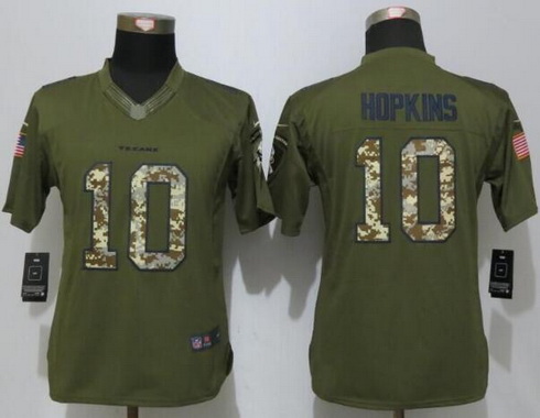 Women's Houston Texans #10 DeAndre Hopkins Green Salute to Service NFL Nike Limited Jersey