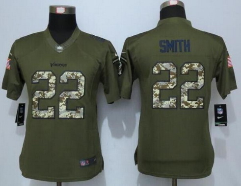 Women's Minnesota Vikings #22 Harrison Smith Green Salute to Service NFL Nike Limited Jersey