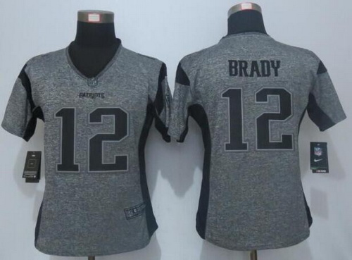 Women's New England Patriots #12 Tom Brady Gray Gridiron Nike NFL Limited Jersey