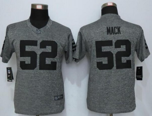 Women's Oakland Raiders #52 Khalil Mack Gray Gridiron Nike NFL Limited Jersey