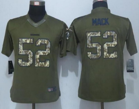 Women's Oakland Raiders #52 Khalil Mack Green Salute to Service NFL Nike Limited Jersey