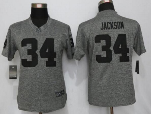 Women's Oakland Raiders #34 Bo Jackson Retired Player Gray Gridiron Nike NFL Limited Jersey