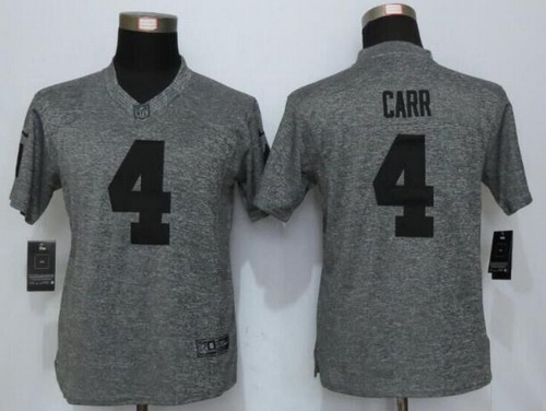Women's Oakland Raiders #4 Derek Carr Gray Gridiron Nike NFL Limited Jersey