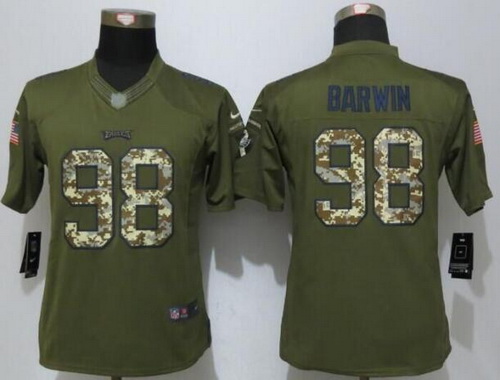 Women's Philadelphia Eagles #98 Connor Barwin Green Salute to Service NFL Nike Limited Jersey